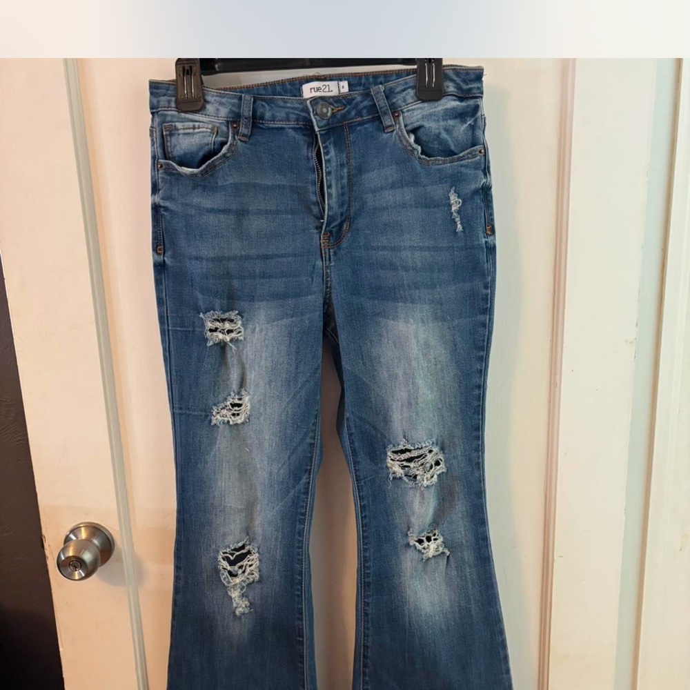 Women's Blue Distressed Jeans